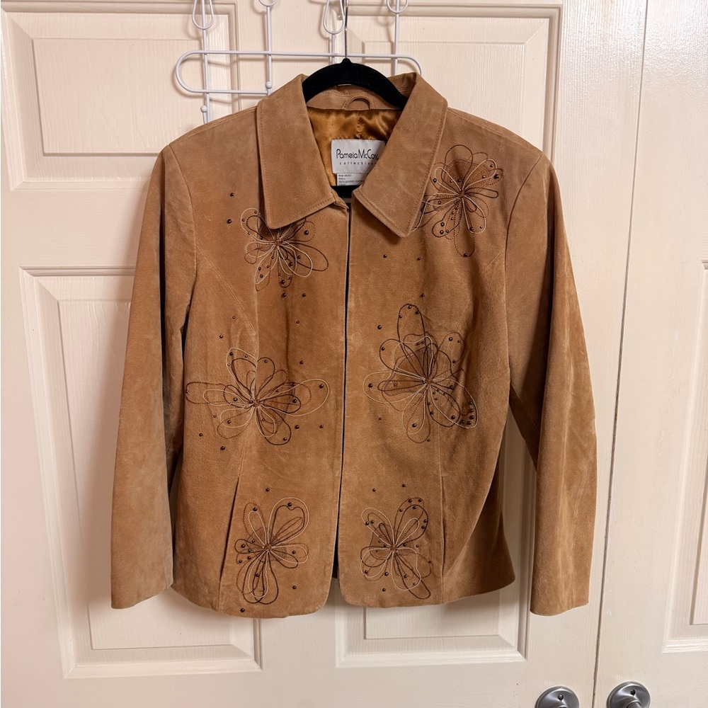 VTG 90s Pam McCoy Embroidered Floral Nubuck/suede Jacket Boho Hippie Gypsy